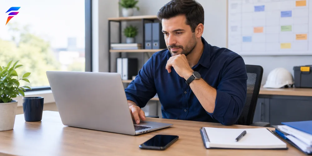 HVAC business owner planning marketing activities to attract customers and manage seasonal demand.